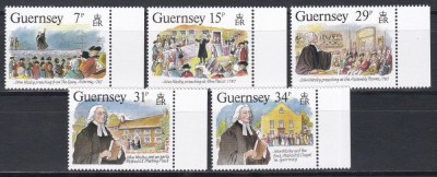 Guernsey 1987 - A 200-a aniversare a vizitei lui John Wesley, MNH foto