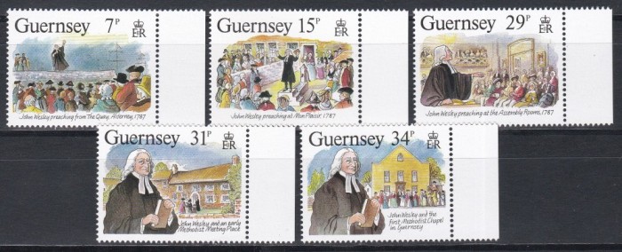 Guernsey 1987 - A 200-a aniversare a vizitei lui John Wesley, MNH