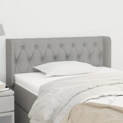 vidaXL Tăblie de pat cu aripioare gri deschis 93x16x78/88 cm textil foto