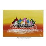 Tablou biciclisti pictat manual, Cursa ciclista, 90x60cm ulei pe panza in cutit efect 3D