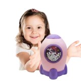 Pusculita pentru monede, model Space, plastic, mov, 16 cm