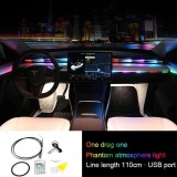 Banda LED Acrilica RGB Auto cu Telecomanda, 110cm, Multicolor, Control App, Iluminare Ambientala Interior Auto
