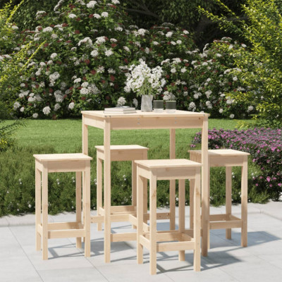 vidaXL Set mobilier de bar pentru grădină, 5 piese, lemn masiv de pin foto