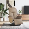 Fotoliu rabatabil cu suport picioare cappuccino piele ecologică