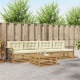 vidaXL Set de canapele de exterior cu pernă 5 pcs Alb și crem 3390015