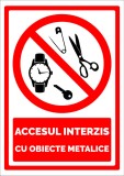 Indicator pentru accesul interzis cu obiecte metalice