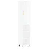 Dulap inalt, alb extralucios, 34,5x34x180 cm, lemn prelucrat