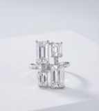 Cumpara ieftin Inel din Argint 925 Geometric cu 4 Cristale Zirconia Taietura Smarald