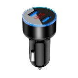 Incarcator auto cu afisaj digital, flippy, din metal, 3.1a, incarcare rapida 6a pd+qc3.0, dublu usb, negru