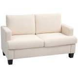 HOMCOM Canap&eacute; 2 locuri 120 cm cu perne de spătar detașabile, catifea pentru sufragerie, dormitor, birou, bej | Aosom Romania