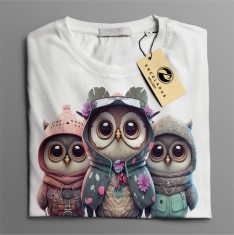 Tricou casual din bumbac 100% de barbati marimea M Owl City Bufnite