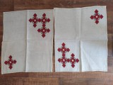 Lot 2 servete cusatura manuala traditionala pe etamina Maramures vechi, 40x49cm