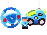 Masina de politie cu telecomanda pentru copii, emite sunete si lumini, plastic, albastru, Malplay