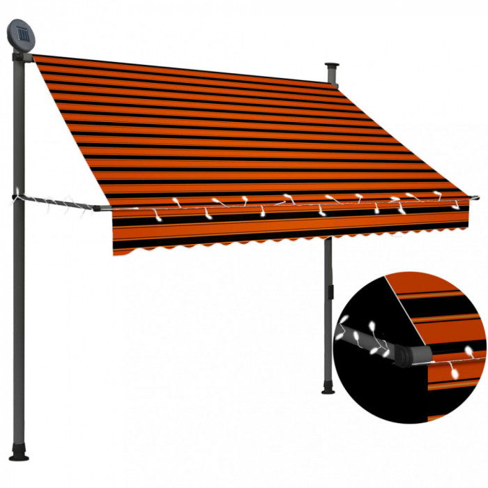 Copertina retractabila manual cu LED, portocaliu &amp; maro, 200 cm GartenMobel Dekor