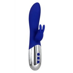 Vibrator Royal Rabbit Warming, 10 Moduri Vibratii, Silicon, USB, Albastru, 19.6 cm