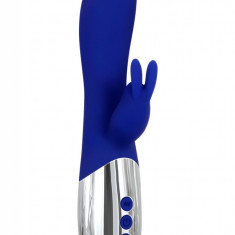 Vibrator Royal Rabbit Warming, 10 Moduri Vibratii, Silicon, USB, Albastru, 19.6 cm