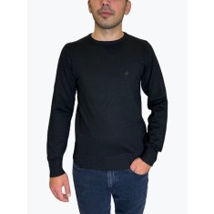 Pulover barbati cu logo si guler rotund negru, 3XL
