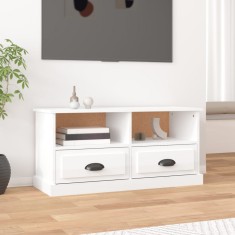 vidaXL Comodă TV, alb extralucios, 93x35,5x45 cm, lemn prelucrat 816466