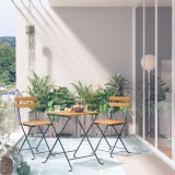 VidaXL Set mobilier bistro pliabil, 3 piese, lemn masiv de acacia