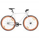 VidaXL Bicicletă cu angrenaj fix, alb și portocaliu, 700c, 51 cm