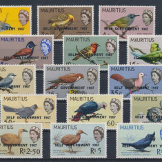 MAURITIUS 1967-Serie completa de 15 timbre nestampilate cu supratipar MNH