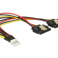 Cablu de alimentare Floppy 4 pini la 2 x SATA 15 pini T-M 20cm, Delock 85236
