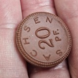 Germania moneda portelan 20 pfennig 1921 , Sachsen