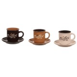 Ceasca si farfurie, Set 3 bucati, 130 ml, Mesaj Coffe Time, Ceramica, 6.8x6.5 cm, ATU-084660, Oem
