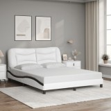 Cumpara ieftin Cadru de pat cu tăblie, alb/negru, 160x200 cm, piele ecologică