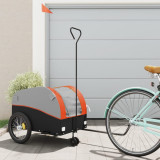 Remorca pentru biciclete, negru si portocaliu, 45 kg, fier GartenMobel Dekor, vidaXL