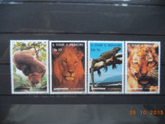 1996 Sao Tome si Principe Mi 1676 - 1679 Fauna** Serie completa ( Greenpeace ) foto