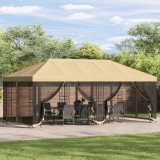vidaXL Pavilion cu panouri laterale 6 x 3 m Crem Poliester și oțel 190 3375995