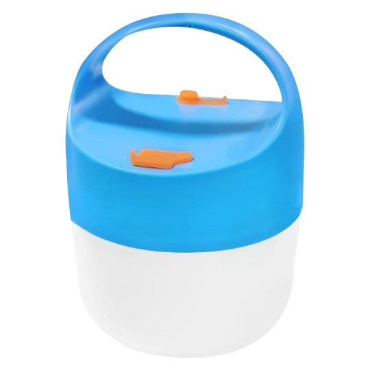 Lanterna pentru camping cu acumulatori Ceboic, 20 x 10.5 cm, cu port USB, plastic, albastru, alb