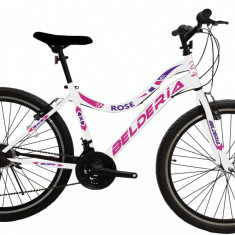 Bicicleta MTB Belderia Rose, culoare alb/roz, roata 24", cadru din otel PB Cod:232653000111