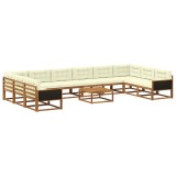 vidaXL Set de canapele de exterior cu pernă 11 pcs Natural și Crem 3382933