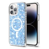 Husa cu sclipici iPhone 14 Pro Techsuit Sparkly Glitter MagSafe, bleu