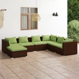 Cumpara ieftin Gossi set mobilier de gradina cu perne, 7 piese, maro, poliratan