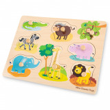 Puzzle lemn Safari 9 piese, New Classic Toys