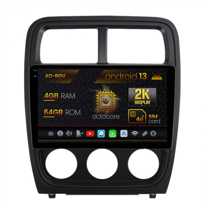 Navigatie Dodge Caliber (2010-2012), Android 13, V-Octacore 4GB RAM + 64GB ROM, 9.5 Inch - AD-BGV9004+AD-BGRKIT295V2