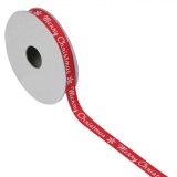 Panglică Decorativă Brad de Crăciun, Model Merry Christmas, Culoare Roșu-Alb, Material Poliester, Dimensiuni 5m x 9mm