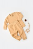 Set bluzita cu maneca lunga si pantaloni lungi - bumbac organic 100% - Mustar, BabyCosy (Marime: 9-12 luni)