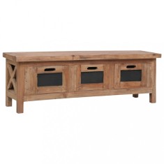 Comoda TV cu 3 sertare, 120 x 30 x 40 cm, lemn masiv de mahon