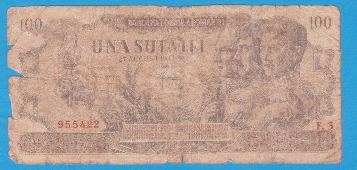 (11) BANCNOTA ROMANIA - 100 LEI 1947 (27 AUGUST 1947)