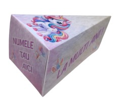 Cutie Felie Tort Personalizabil Model Unicorn Carton Lucios Ambalaj Cadou Petreceri Copii Aniversari