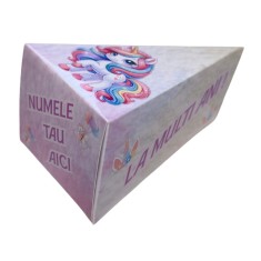 Cutie Felie Tort Personalizabil Model Unicorn Carton Lucios Ambalaj Cadou Petreceri Copii Aniversari