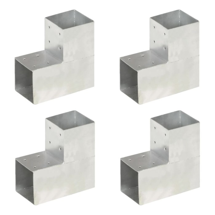 vidaXL Conectori grindă, formă L, 4 buc, 101x101 mm, metal galvanizat