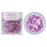 Hexagoane &icirc;n pulbere de sclipici, 1mm - violet &icirc;nchis, 10g, INGINAILS