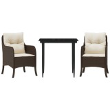 Cumpara ieftin Set mobilier de gradina cu perne, 3 piese, maro, poliratan