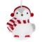 Ornament Brad Crăciun, Pinguin, Alb, Fular Dungi Roșu, Căști Roșii, 13cm