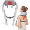 Aparat Masaj Cervical Hands-Free, pentru Relaxare Musculara, Rola de Masat Shiatsu 5D care Imita Masajul Uman, Functie Incalzire, Reduce Stresul si Ob